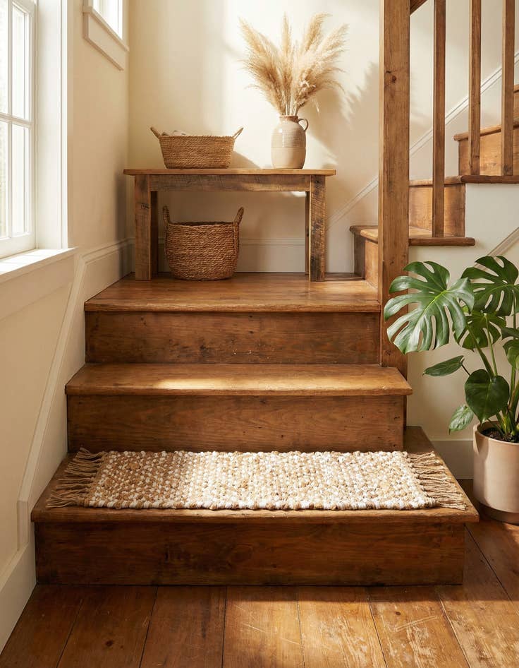 Detail image of 0' 9 x 2' 6  Hand Woven Braided Jute Stair Rug