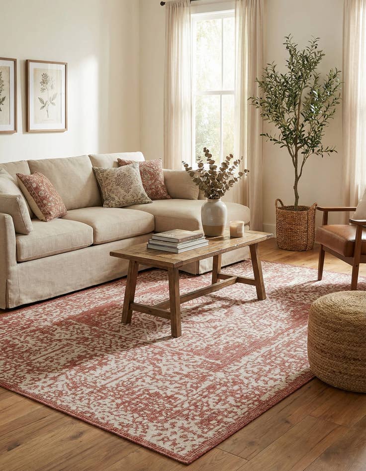 Detail image of 6' x 9'  Washable Traditional Indoor / Outdoor Rug