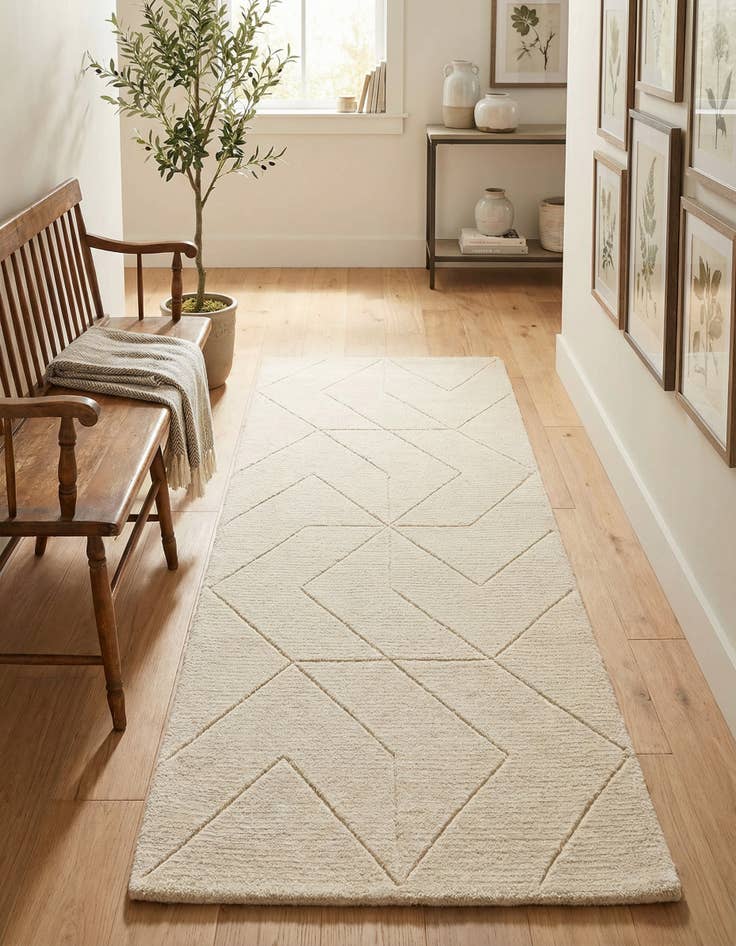 Detail image of 2' x 5' 1 WoolCraft Geometric Runner Rug