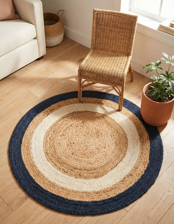 Detail image of 3' 1 x 3' 1  Hand Braided Jute Round Rug
