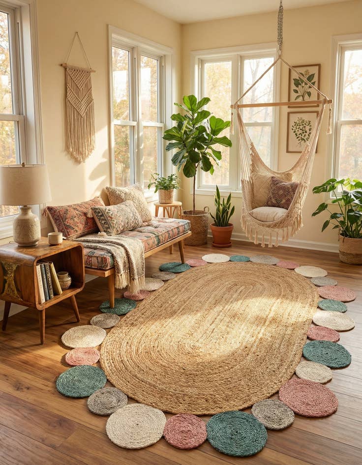 Detail image of 5' 1 x 8' Braided Jute Oval Rug