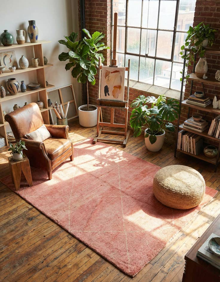 Detail image of 5' 6 x 6' 7 Hand Knotted Moroccan Wool Square Rug