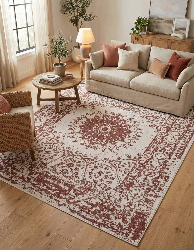 Detail image of 9' x 12'  Washable Traditional Indoor / Outdoor Rug