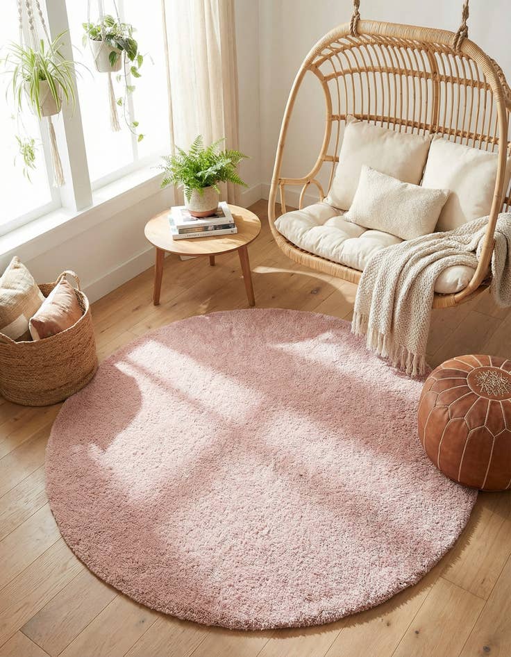 Detail image of 6' x 6' Solid Frieze Round Rug