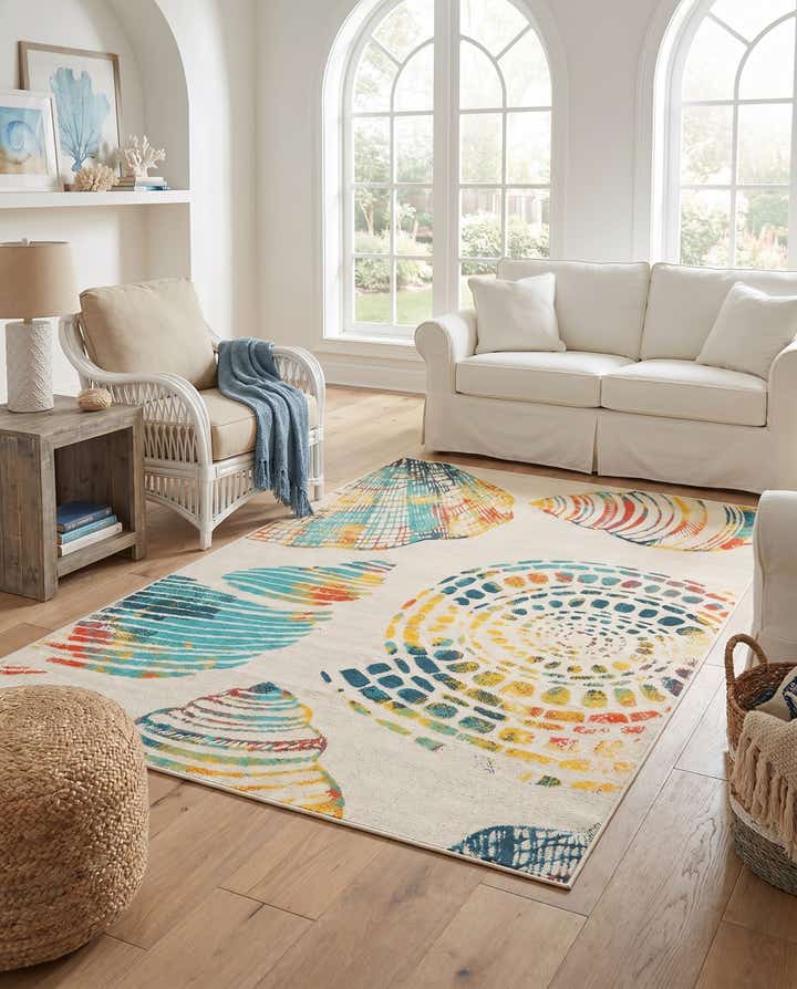 5' 3 x 8' Easy-Clean Coastal Indoor / Outdoor Rug
