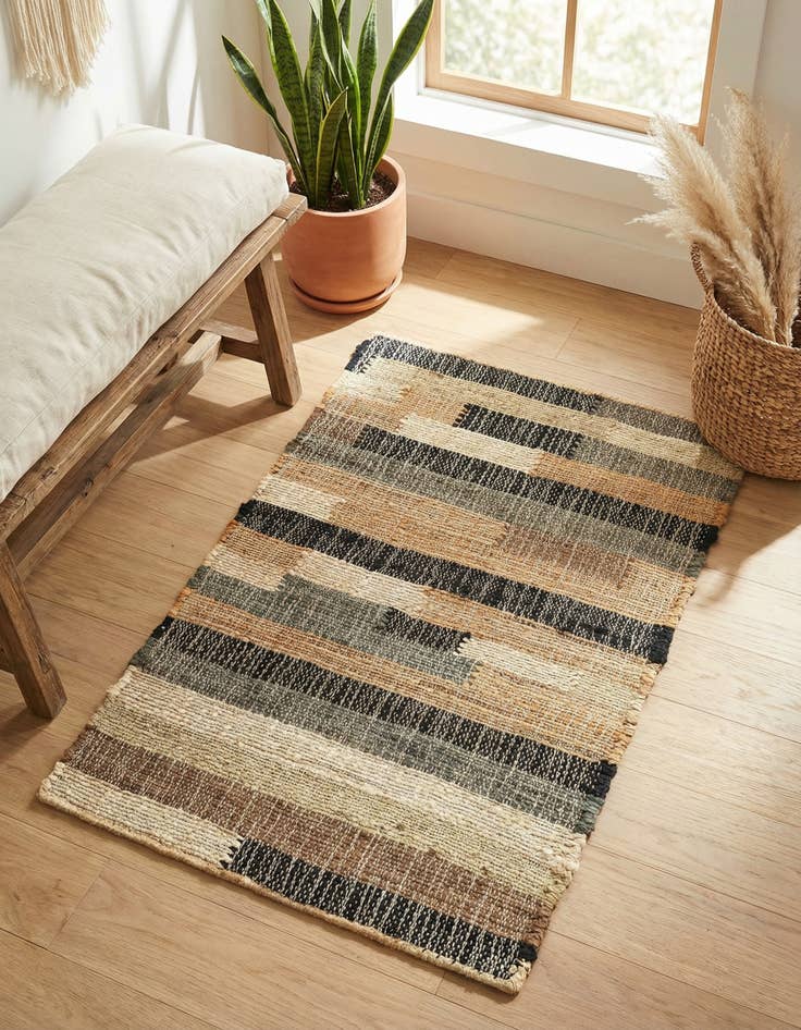 Detail image of 2' x 3' 1 Hand Woven Kala Handwoven Jute Rug