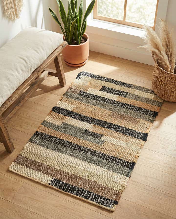 2' x 3' 1 Hand Woven Kala Handwoven Jute Rug