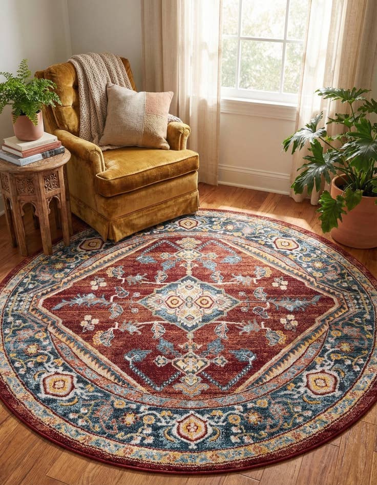 Detail image of 5' 3 x 5' 3 Kamala Washable Round Rug
