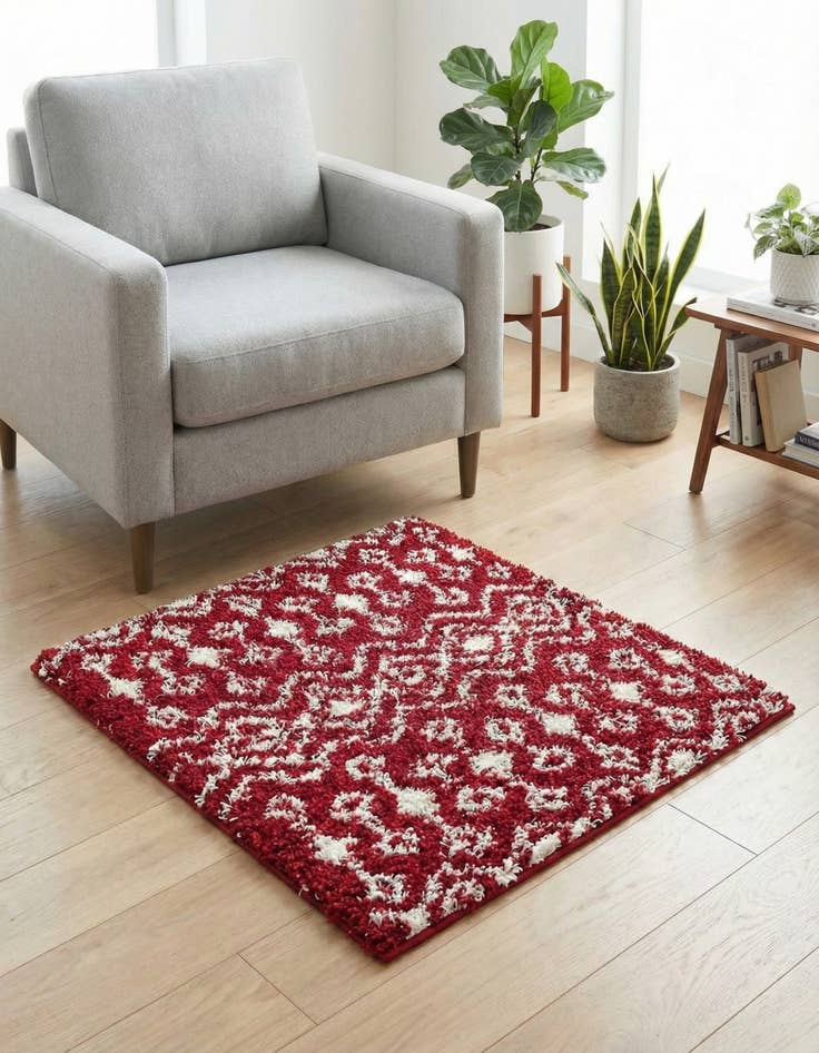 Detail image of 3' x 3' Moroccan Trellis Shag Square Rug