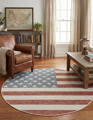 Red Easy-Clean Jill Zarin Indoor / Outdoor Round Rug