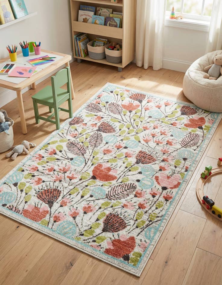 Detail image of 4' x 6' Flowers Whimsy Kids Rug