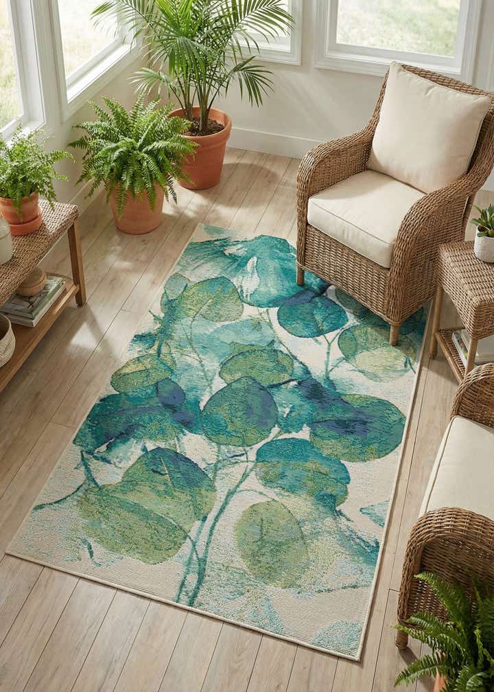 3' 3 x 5' 3 Easy-Clean Botanical Indoor / Outdoor Rug