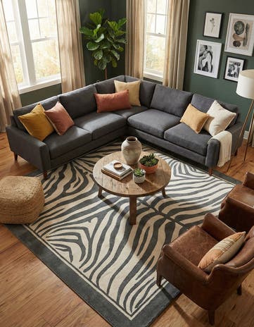 Gray and Ivory Savannah Square Rug