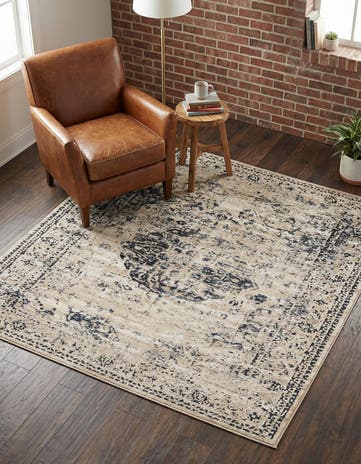 Dark Blue Villa Square Rug
