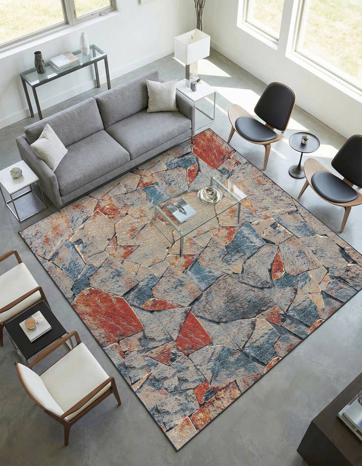 Detail image of 10' x 10' Easy-Clean Modern Indoor / Outdoor Square Rug