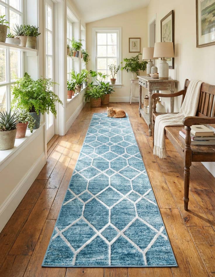 Detail image of 2' 7 x 16' 5 Lattice Trellis Runner Rug
