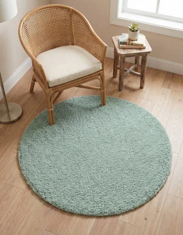 Sage Green Soft Solid Shag Round Rug