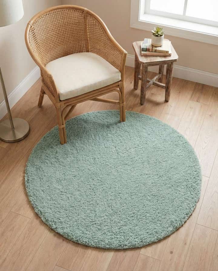 3' 3 x 3' 3 Soft Solid Shag Round Rug