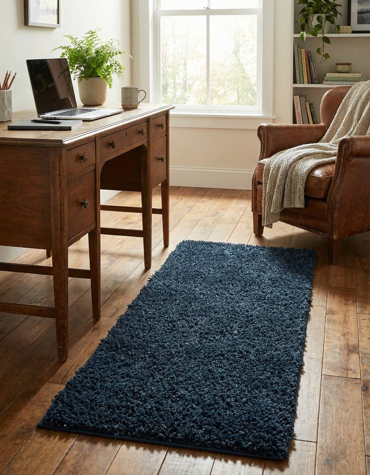 Detail image of 2' x 4' Solid Shag Runner Rug