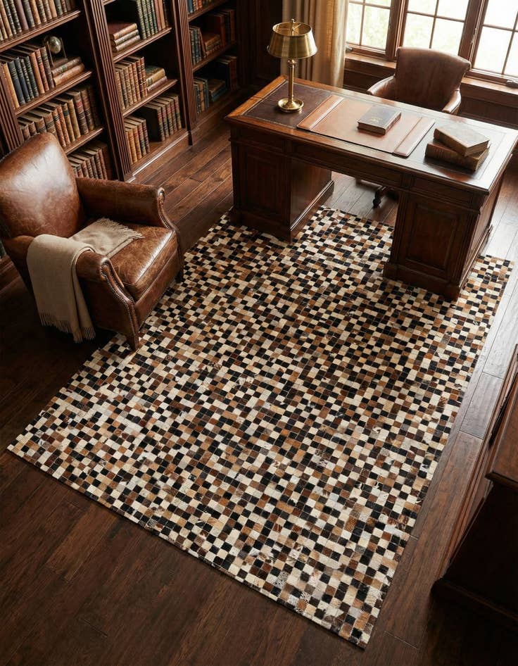 Detail image of 5' 3 x 7' 6 Cowhide Stocks Rug