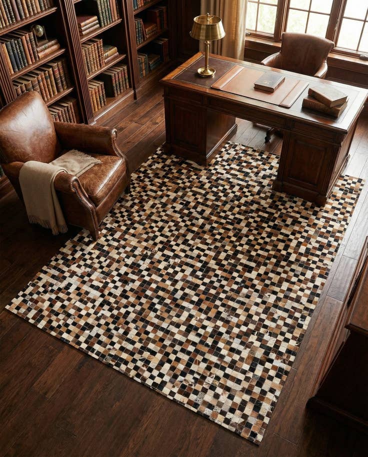 Detail image of 5' 3 x 7' 6 Cowhide Stocks Rug
