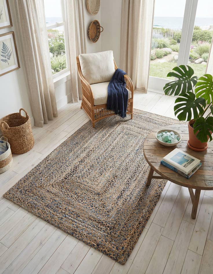 Detail image of 5' 1 x 8' Handmade Braided Chindi Rug