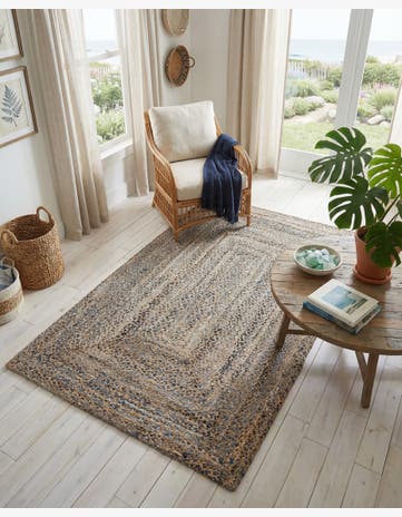 5' 1 x 8' Handmade Braided Chindi Rug
