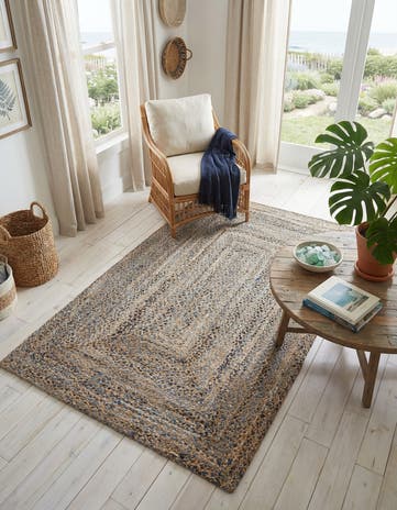 5' 1 x 8' Handmade Braided Chindi Rug