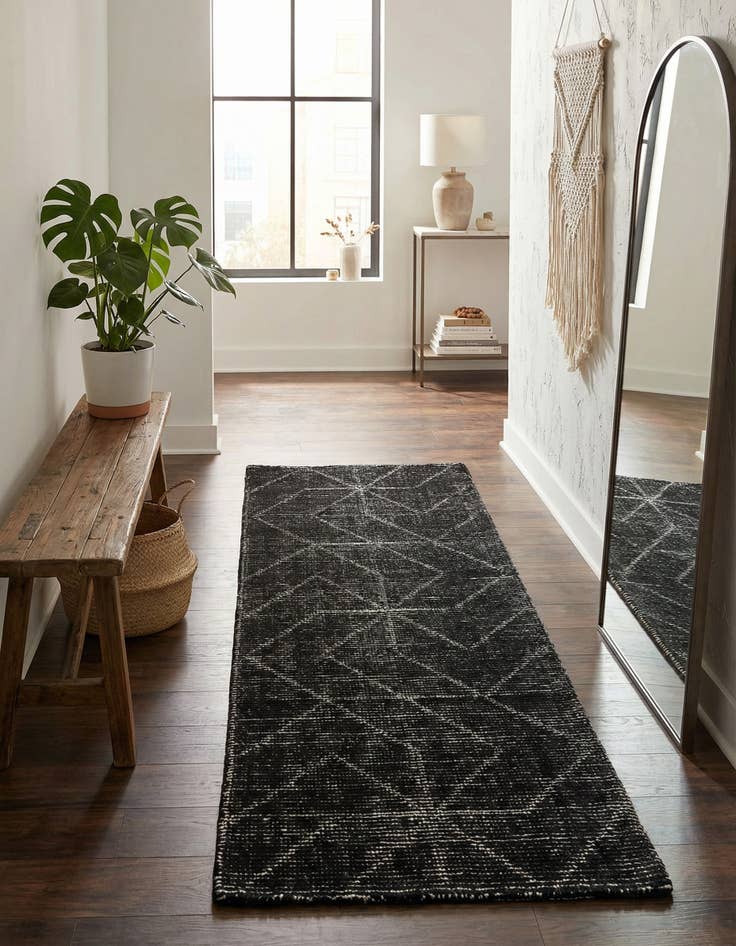 Detail image of 2' x 6' 1 WoolCraft Geometric Runner Rug
