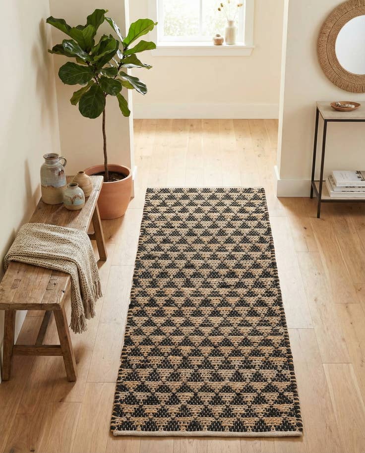 Detail image of 2' 2 x 6' 1 Hand Woven Chindi Jute Runner Rug