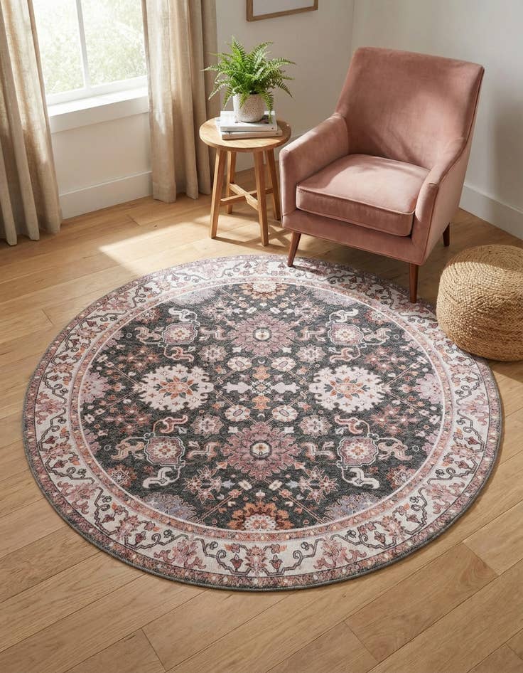 Detail image of 5' 1 x 5' 1 Washable Timeless Round Rug