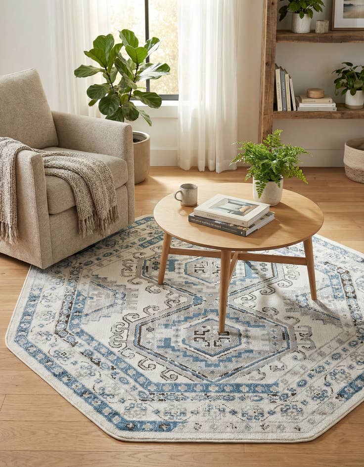 Detail image of 5' 3 x 5' 3 Charlotte Octagon Rug