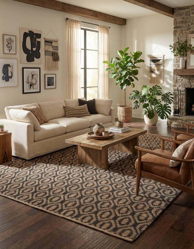 Detail image of 10' x 14' 1 Hand Woven Chindi Jute Rug