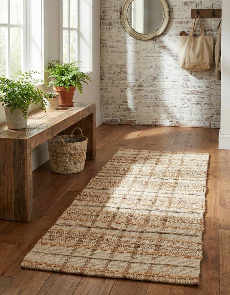 Detail image of 2' x 4' 1  Hand Braided Laurel Handwoven Jute Runner Rug