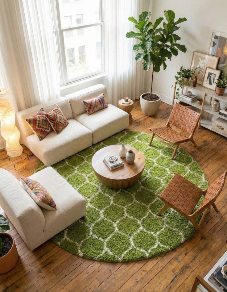 Detail image of 10' x 10' Trellis Shag Round Rug