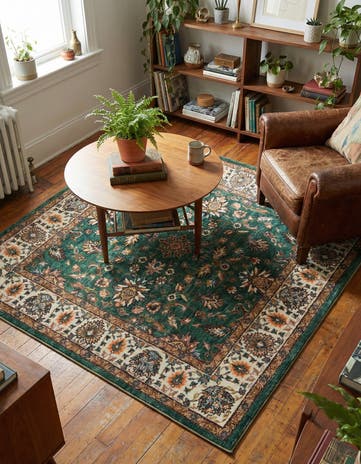 Emerald Green Medina Square Rug