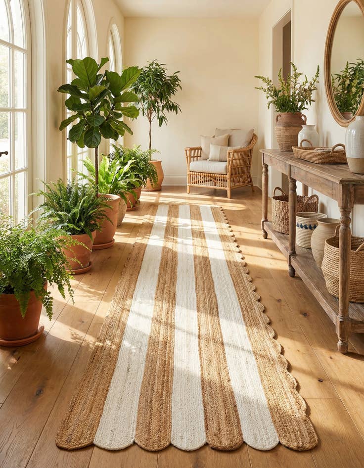 Detail image of 3' 3 x 14' 1 Handmade Scallop Braided Jute Runner Rug