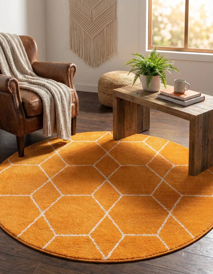 Detail image of 4' x 4' Lattice Frieze Round Rug