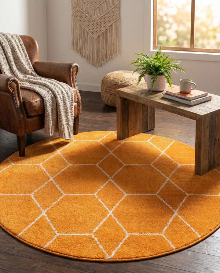 4' x 4' Lattice Frieze Round Rug
