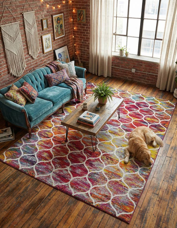 Detail image of 10' x 13' Lattice Frieze Rug