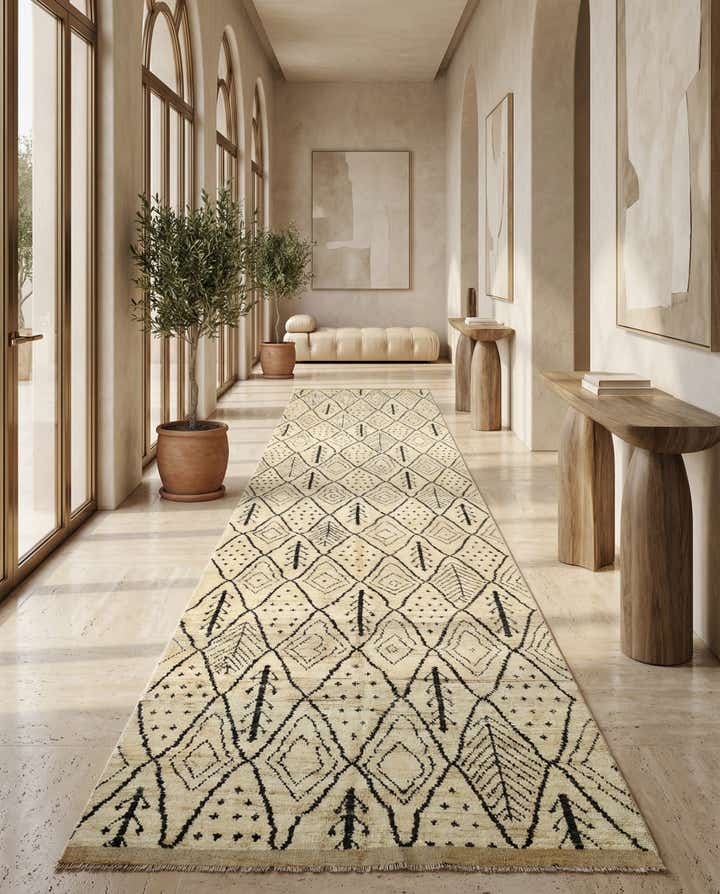 4' 11 x 22' 2 Hand Knotted Moroccan Wool Runner Rug