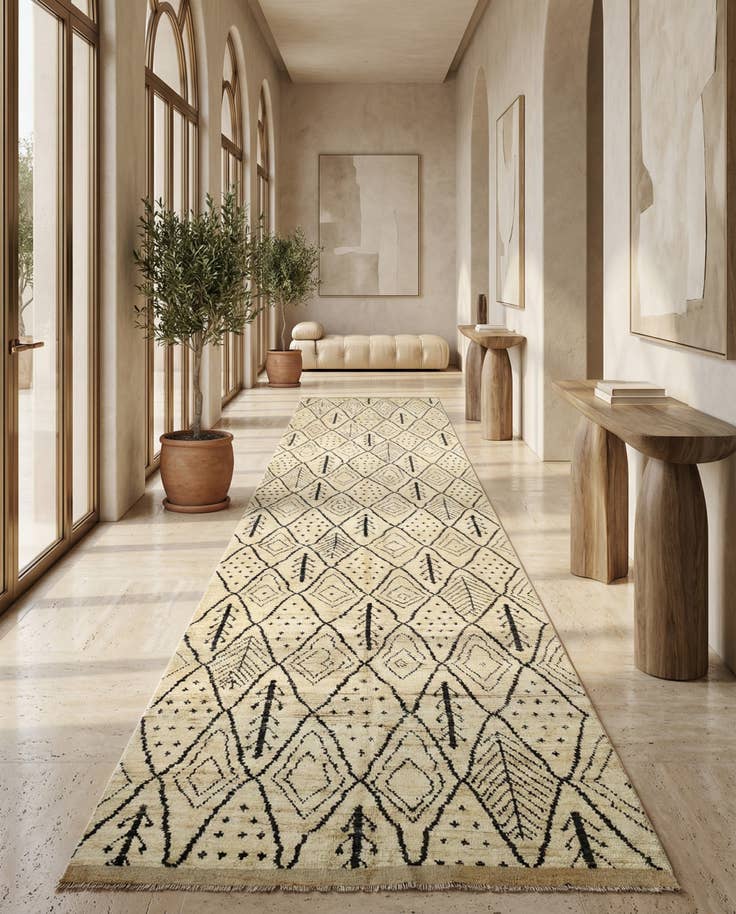 Detail image of 4' 11 x 22' 2 Hand Knotted Moroccan Wool Runner Rug