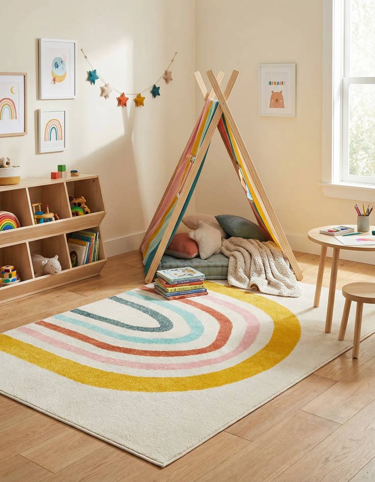 Detail image of 4' x 6' Rainbow Whimsy Kids Rug