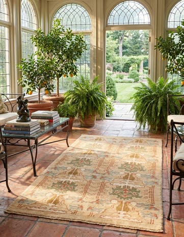 4' 6 x 7' 6 Hand Knotted Oushak Wool Runner Rug