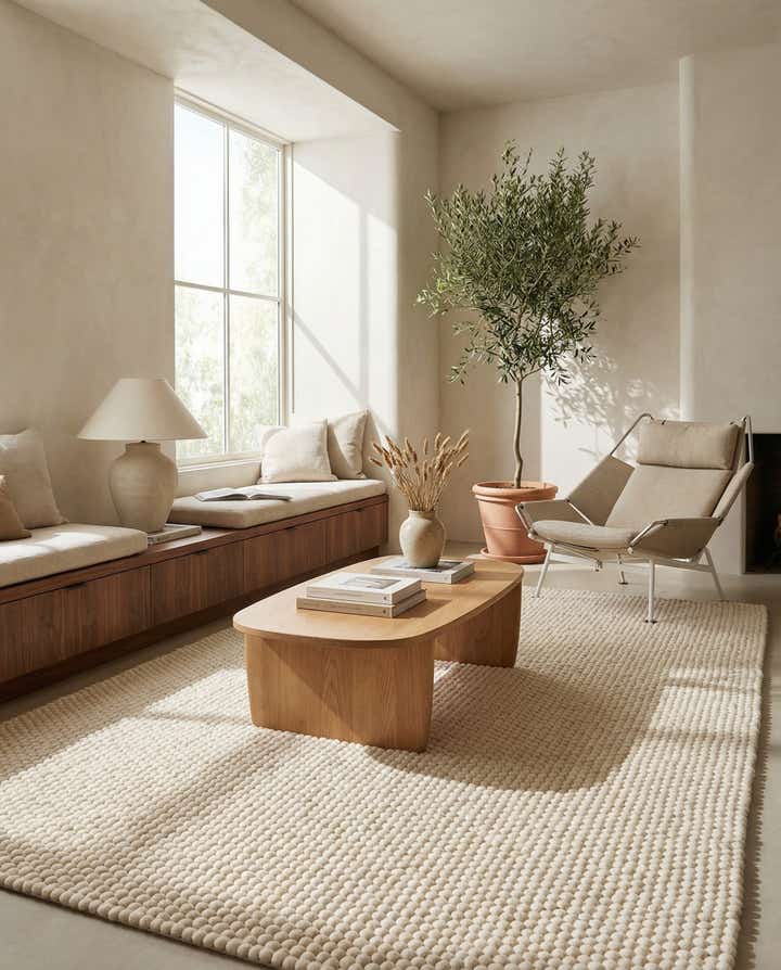 8' x 10' Felt Ball Wool Rug