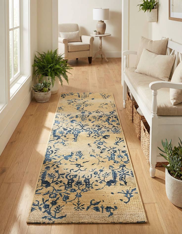 Detail image of 2' x 6' Easy-Clean Botanical Indoor / Outdoor Runner Rug
