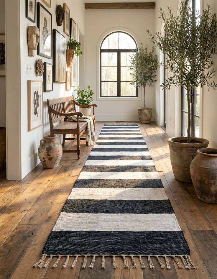 Detail image of 2' 6 x 16' 5 Hand Woven Chindi Rag Runner Rug