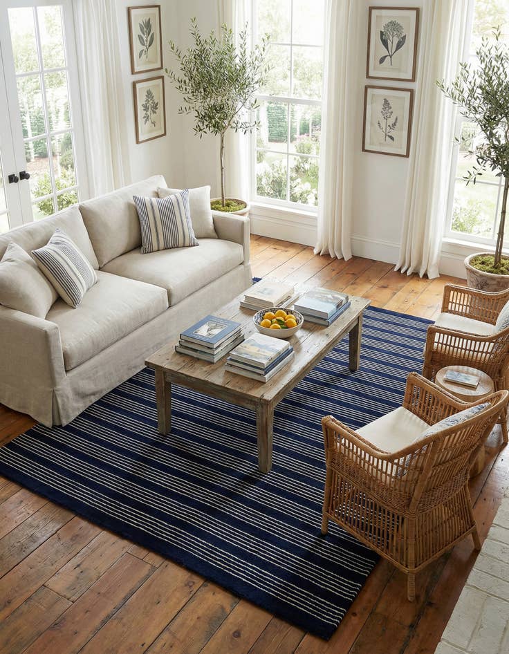 Detail image of  6' 1 x 9' Jill Zarin Striped Wool Rug