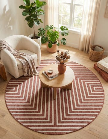 6' x 6' Easy-Clean Modern Indoor / Outdoor Round Rug
