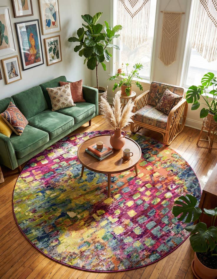 Detail image of 10' x 10'  Washable Barcelona Round Rug